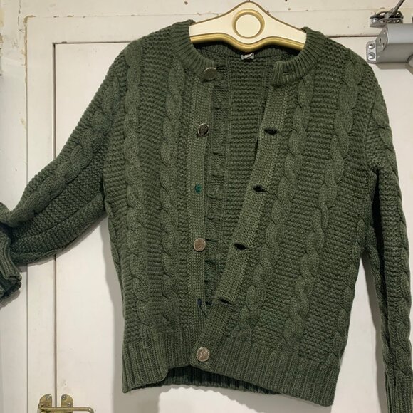 VINTAGE HEAVYWEIGHT CABLE KNIT SWEATER CARDIGANS SIZE M - Picture 10 of 12